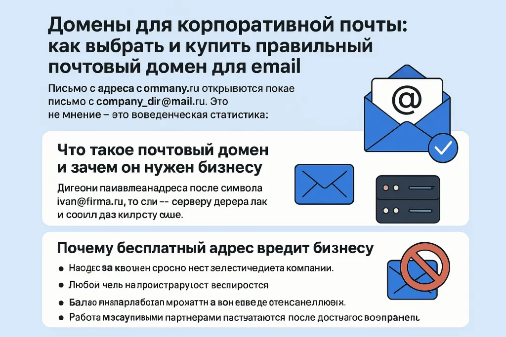 Домены для корпоративной почты: как выбрать и купить правильный почтовый домен для email